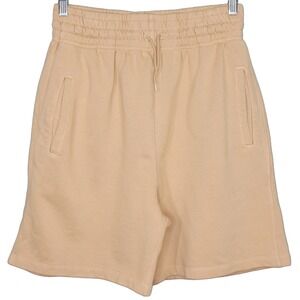 AGOLDE Boxing Fleece Shorts Mens Size M Tan Athleisure Drawstring Pockets Casual